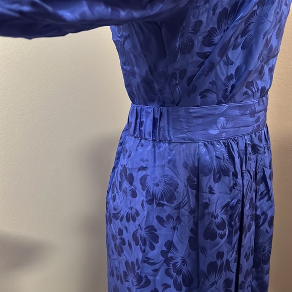 Vintage GUMP’S Silk Floral 3 Piece skirt Set Blue size 8 - Picture 9 of 17